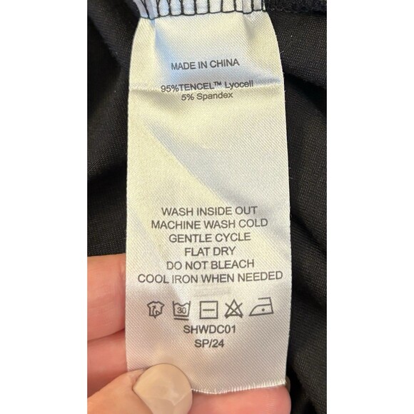 QUINCE Tencel Jersey Midi True Wrap Dress Women XL Black Short Sleeve Minimal - Picture 10 of 12